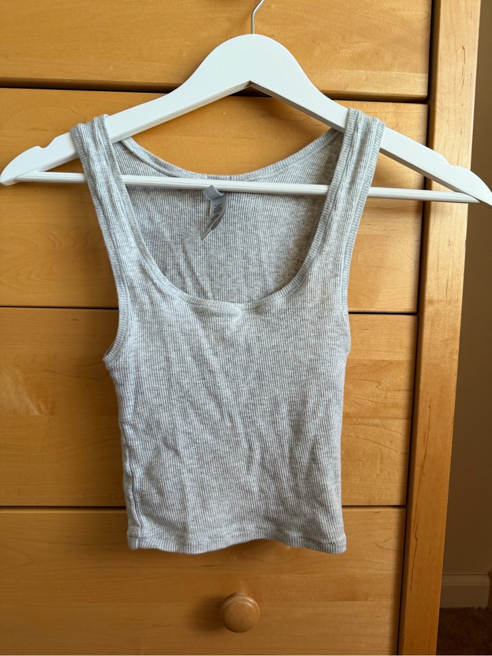 SKIMS Light Gray Ribbed Scoop Tank Top